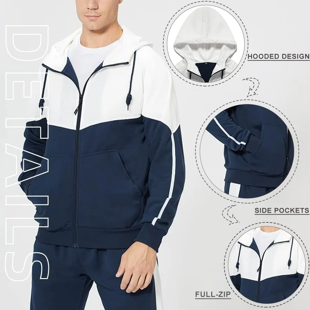 DUOFIER Men's Tracksuit Jogging Sweat Suits 2 Piece Casual Outfit Athletic Suit Set