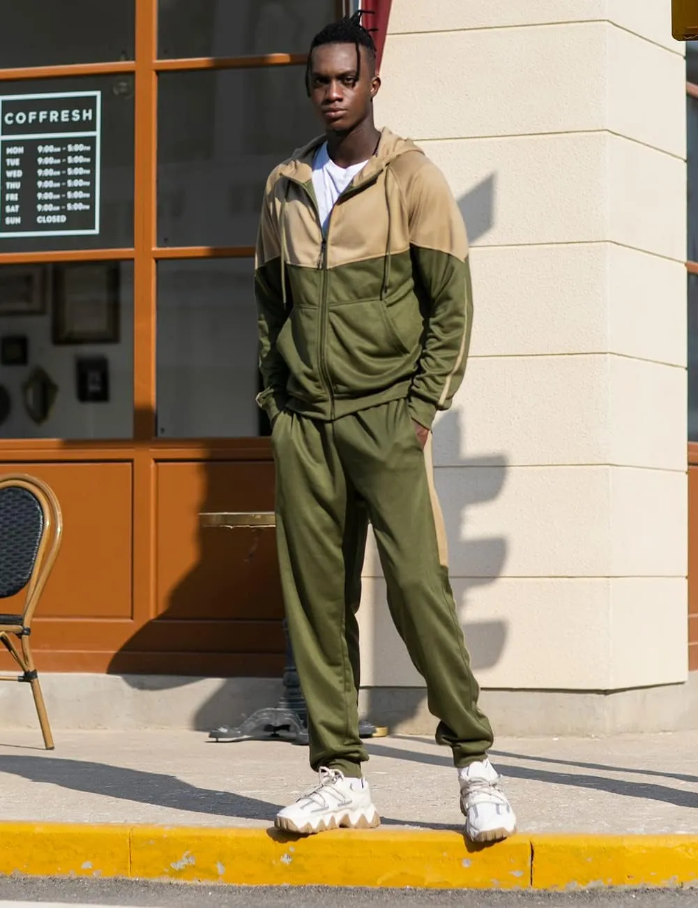 DUOFIER Men's Tracksuit Jogging Sweat Suits 2 Piece Casual Outfit Athletic Suit Set