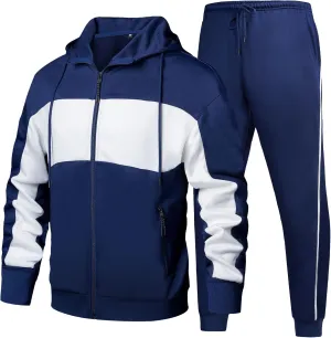 DUOFIER Men's Tracksuit Jogging Sweat Suits 2 Piece Casual Outfit Athletic Suit Set