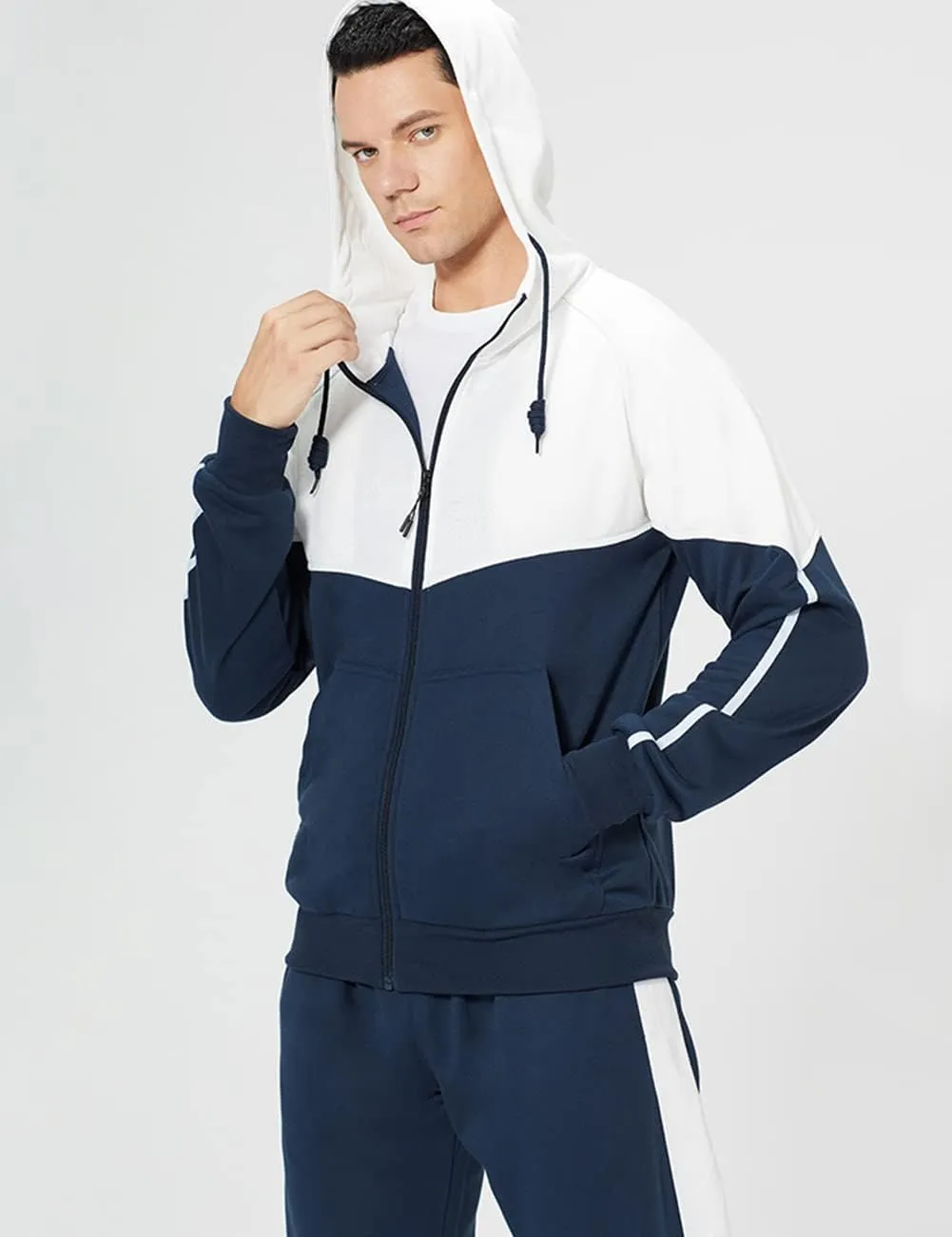 DUOFIER Men's Tracksuit Jogging Sweat Suits 2 Piece Casual Outfit Athletic Suit Set