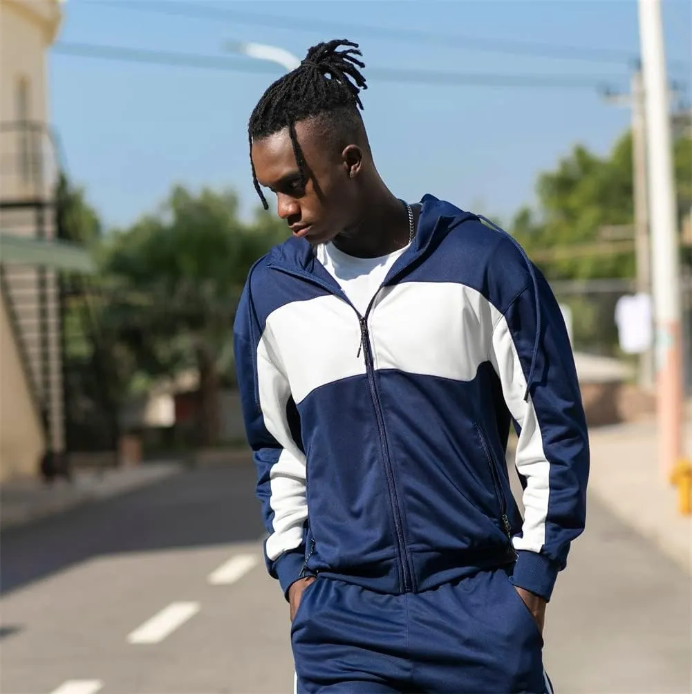 DUOFIER Men's Tracksuit Jogging Sweat Suits 2 Piece Casual Outfit Athletic Suit Set