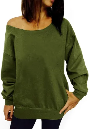 Dutebare Women Off Shoulder Sweatshirt Slouchy Shirt Long Sleeve Pullover Tops