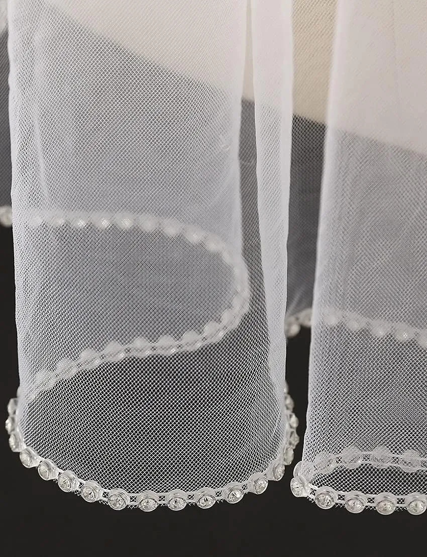 EllieHouse Women's Short 2 Tier Wedding Bridal Veil With Comb L24