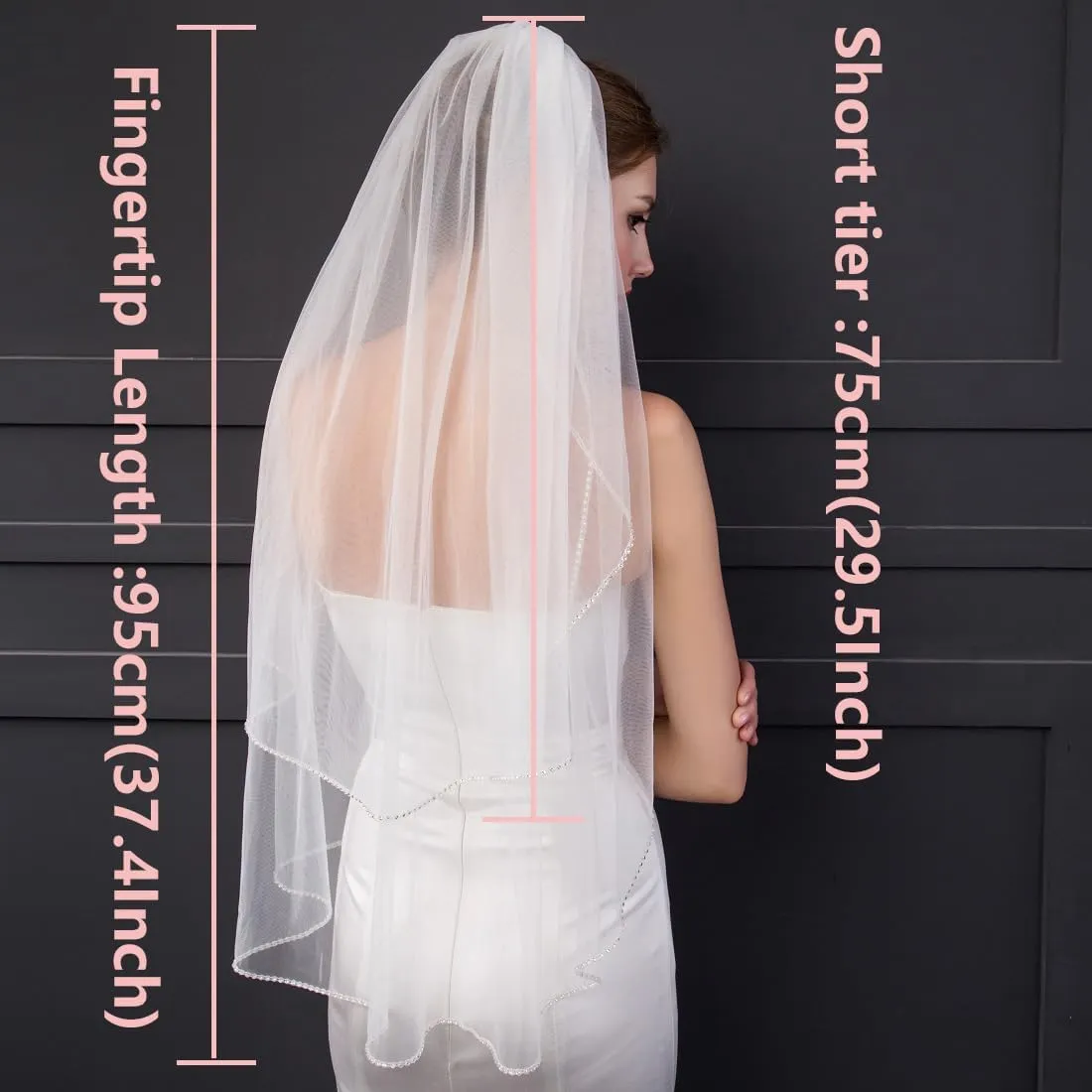 EllieHouse Women's Short 2 Tier Wedding Bridal Veil With Comb L24