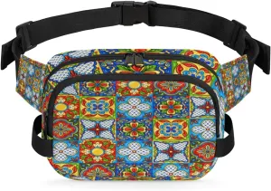 Ethnic Folk Ornament Fanny Pack Crossbody Bags for Women Men Waist Packs Hip Bum Bag Cross Body Fanny Pack with Adjustable Strap for Running Hiking Travel