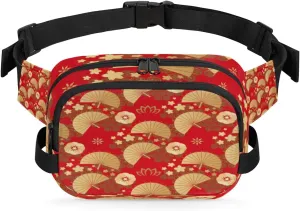 Fans Red Gold Fanny Packs for Women Men Fashion Waist Packs Belt Bag Water-resistant Crossbody Bag Asia Style Waist Pouch Waist Pack Hip Bum Bag for Hiking Casual Travel Cycling