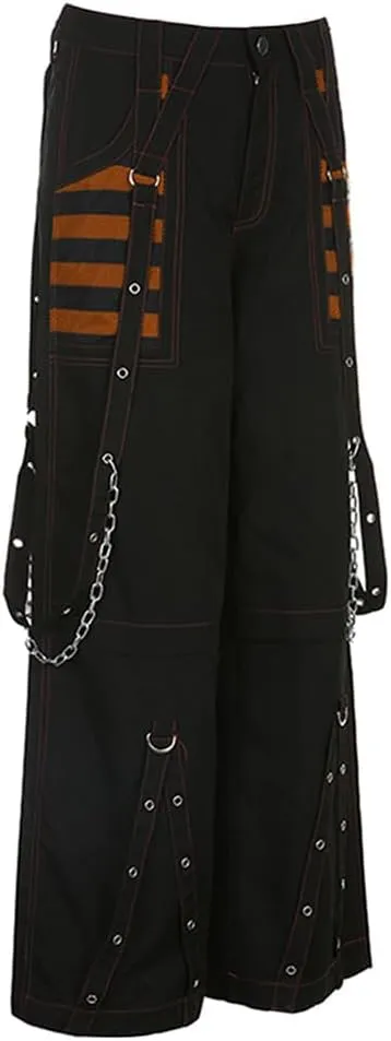 Faretumiya Women Cargo Pants High Waist Baggy Jeans Casual Wid Leg Denim Pants Grunge Gothic Harajuku Punk Y2k Trousers
