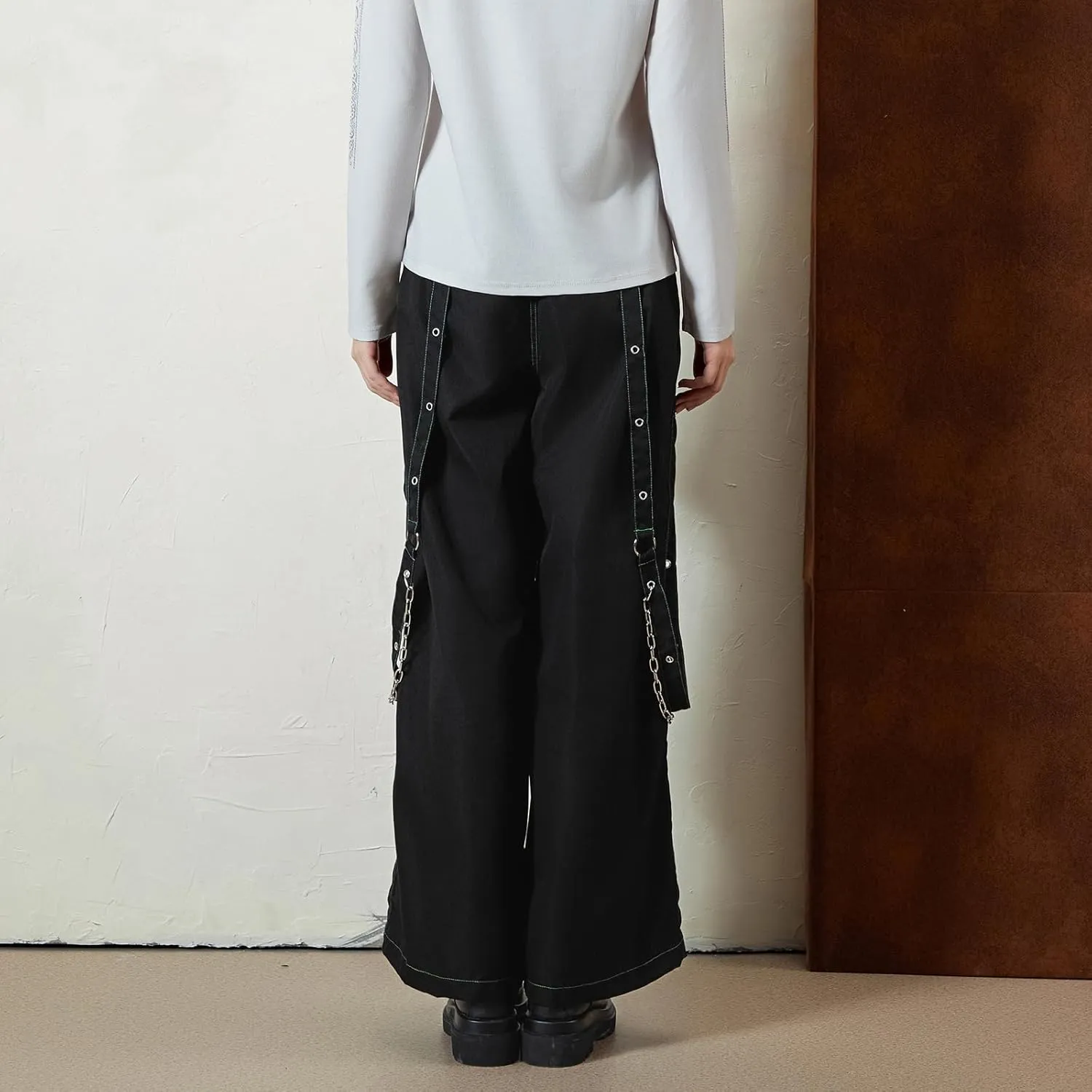 Faretumiya Women Cargo Pants High Waist Baggy Jeans Casual Wid Leg Denim Pants Grunge Gothic Harajuku Punk Y2k Trousers