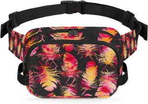 Feather Aesthetic Print Fanny Pack Crossbody Bags for Women Men Waist Packs Hip Bum Bag Cross Body Fanny Pack with Adjustable Strap for Running Hiking Travel