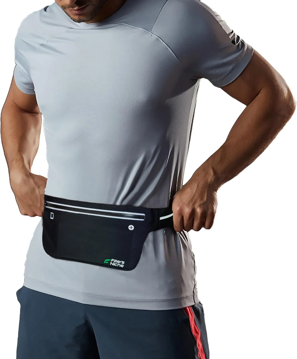 Fitter's Niche UltraSlim Fanny Waist Pack  Water Resistant Bag, Reflective Elastic Belt  Fit 24 to 43inch Waists, Holds Phones up to 6.7inch  Ideal for Indoor & Outdoor Workouts, Exercises & Trips