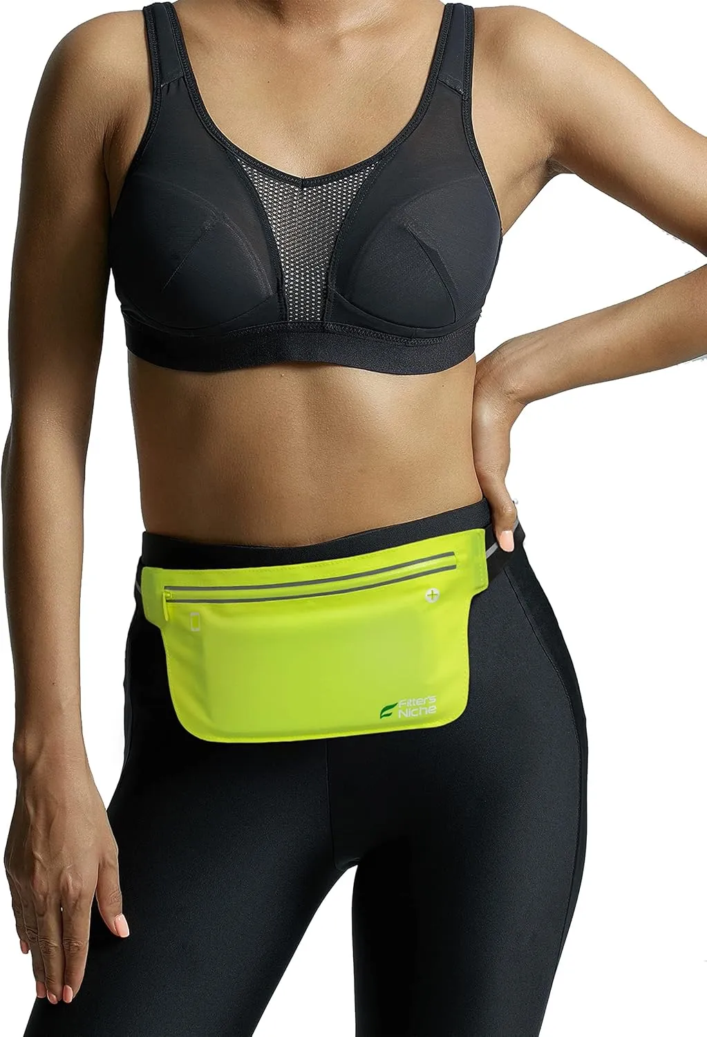 Fitter's Niche UltraSlim Fanny Waist Pack  Water Resistant Bag, Reflective Elastic Belt  Fit 24 to 43inch Waists, Holds Phones up to 6.7inch  Ideal for Indoor & Outdoor Workouts, Exercises & Trips