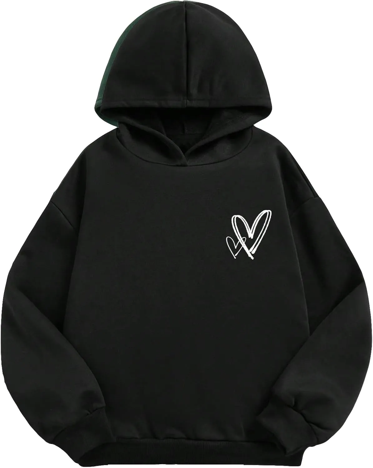 Floerns Girls Heart Graphic Print Long Sleeve Hooded Sweatshirt Pullover Tops