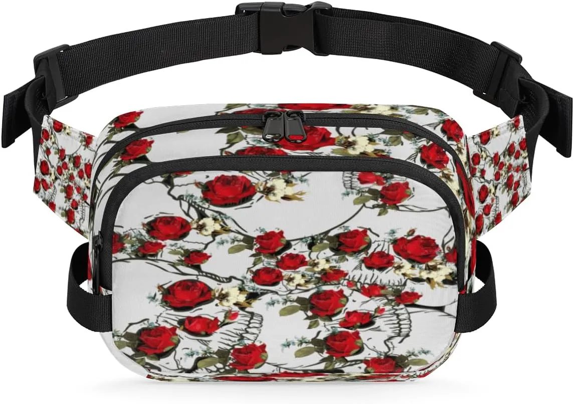 Floral Fanny Pack Crossbody Bags for Women Men Waist Packs Hip Bum Bag Cross Body Fanny Pack with Adjustable Strap for Running Hiking Travel