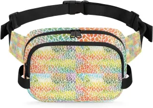 Flower Boho Colorful Fanny Pack Crossbody Bags for Women Men Waist Packs Hip Bum Bag Cross Body Fanny Pack with Adjustable Strap for Running Hiking Travel