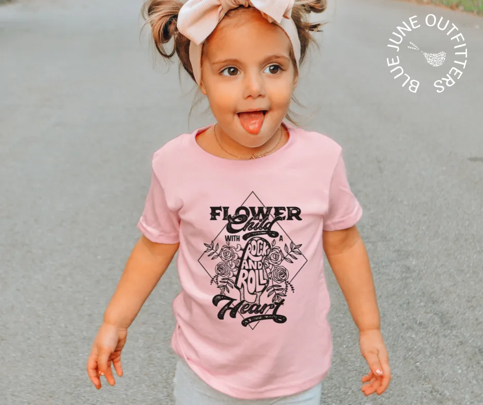 Flower Child With A Rock n' Roll Heart | Trendy Toddler Tee