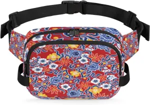 Flower Ornament Exotic Fanny Packs for Women Men Fashion Waist Packs Belt Bag Water-resistant Crossbody Bag Waist Pouch Waist Pack Hip Bum Bag for Hiking Casual Travel Cycling