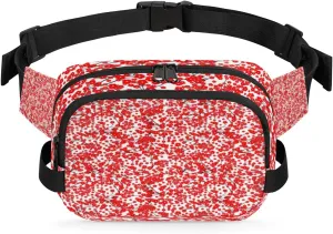 Flower Red Abstract Fanny Pack Crossbody Bags for Women Men Waist Packs Hip Bum Bag Cross Body Fanny Pack with Adjustable Strap for Running Hiking Travel