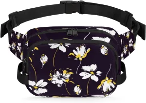 Flowers Cute Botanical Fanny Pack Crossbody Bags for Women Men Waist Packs Hip Bum Bag Cross Body Fanny Pack with Adjustable Strap for Running Hiking Travel
