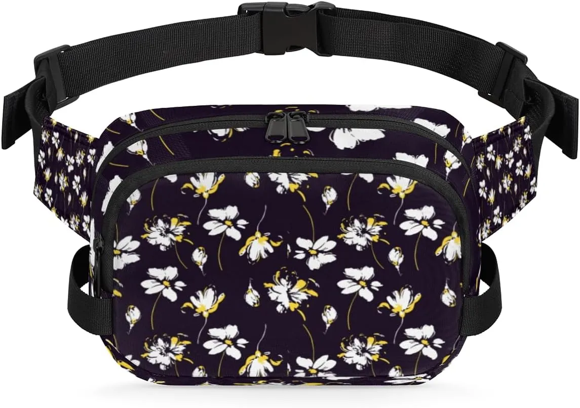 Flowers Cute Botanical Fanny Packs for Women Men Fashion Waist Packs Belt Bag Water-resistant Crossbody Bag Waist Pouch Waist Pack Hip Bum Bag for Hiking Casual Travel Cycling