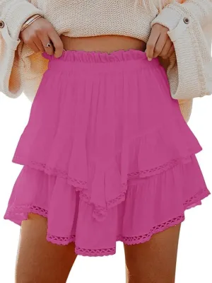 Flowy Tiered Mini Skirts for Women Trendy 2025 Summer Ruffle Y2k Skirt Casual Boho Skorts Golf Tennis Skirts