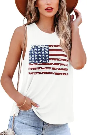 For G and PL 4th of July Women's American Flag Patriotic Summer Tank Top