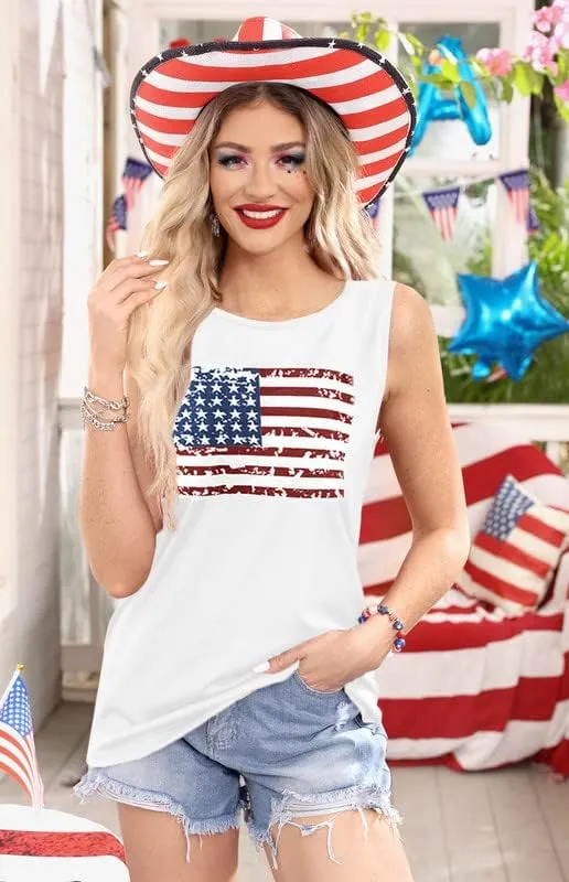 For G and PL 4th of July Women's American Flag Patriotic Summer Tank Top