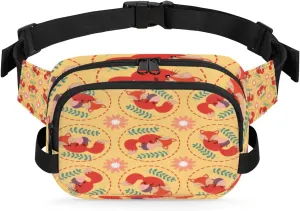 Fox With Nut Fanny Pack Crossbody Bags for Women Men Waist Packs Hip Bum Bag Cross Body Fanny Pack with Adjustable Strap for Running Hiking Travel