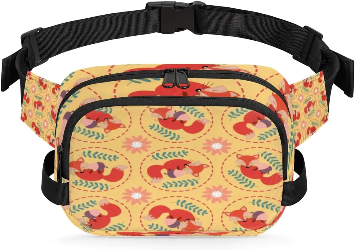 Fox With Nut Fanny Pack Crossbody Bags for Women Men Waist Packs Hip Bum Bag Cross Body Fanny Pack with Adjustable Strap for Running Hiking Travel