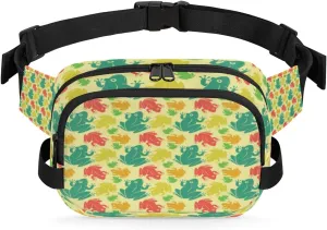 Frogs Funny Cute Fanny Pack Crossbody Bags for Women Men Waist Packs Hip Bum Bag Cross Body Fanny Pack with Adjustable Strap for Running Hiking Travel