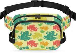 Frogs Funny Cute Fanny Packs for Women Men Fashion Waist Packs Belt Bag Water-resistant Crossbody Bag Waist Pouch Waist Pack Hip Bum Bag for Hiking Casual Travel Cycling