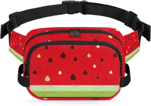 Fruit Watermelon Pattern Fanny Packs for Women Men Fashion Waist Packs Belt Bag Water-resistant Crossbody Bag Waist Pouch Waist Pack Hip Bum Bag for Hiking Casual Travel Cycling