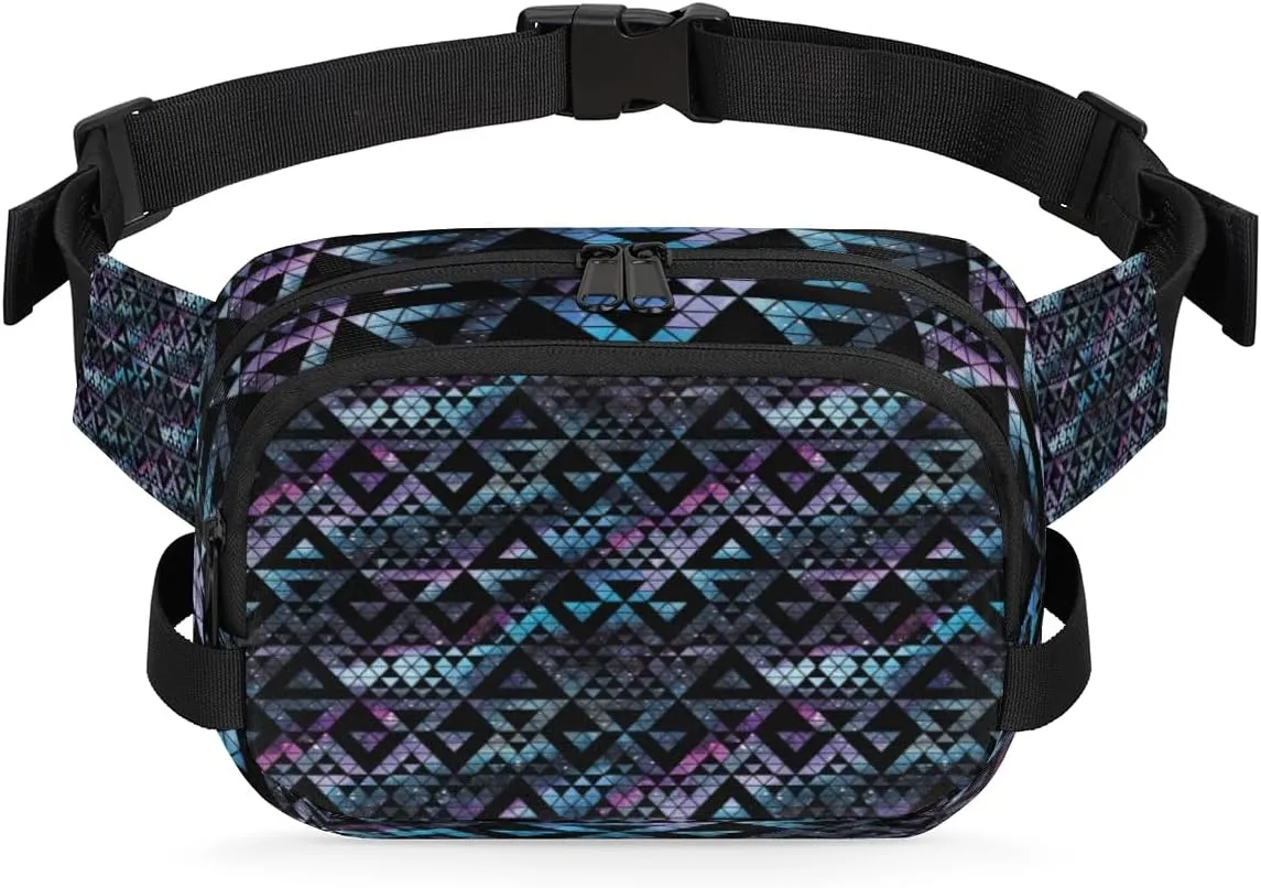 Galaxy Geometric Dark Fanny Packs for Women Men Fashion Waist Packs Belt Bag Water-resistant Crossbody Bag Waist Pouch Waist Pack Hip Bum Bag for Hiking Casual Travel Cycling