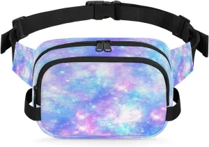 Galaxy Purple Gradient Fanny Pack Crossbody Bags for Women Men Waist Packs Hip Bum Bag Cross Body Fanny Pack with Adjustable Strap for Running Hiking Travel