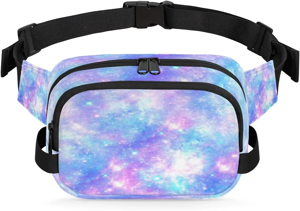 Galaxy Purple Gradient Fanny Pack Crossbody Bags for Women Men Waist Packs Hip Bum Bag Cross Body Fanny Pack with Adjustable Strap for Running Hiking Travel
