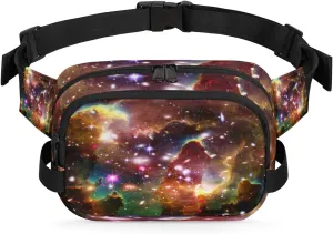 Galaxy Space Pattern Waist Bag for Women Fashionable Fanny Pack Crossbody Bags Water-resistant Waist Pack Hip Bum Bag with Adjustable Strap for Men Traveling Casual Hiking Cycling