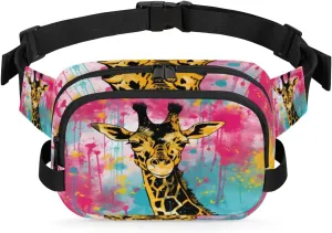 Giraffe Fanny Packs for Women Men Fashion Waist Packs Belt Bag Water-resistant Crossbody Bag Colorful Giraffe Waist Pouch Waist Pack Hip Bum Bag for Hiking Casual Travel Cycling