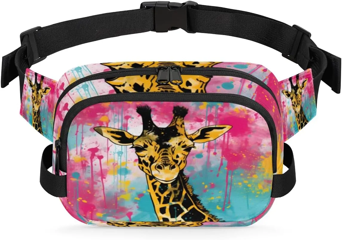 Giraffe Fanny Packs for Women Men Fashion Waist Packs Belt Bag Water-resistant Crossbody Bag Colorful Giraffe Waist Pouch Waist Pack Hip Bum Bag for Hiking Casual Travel Cycling
