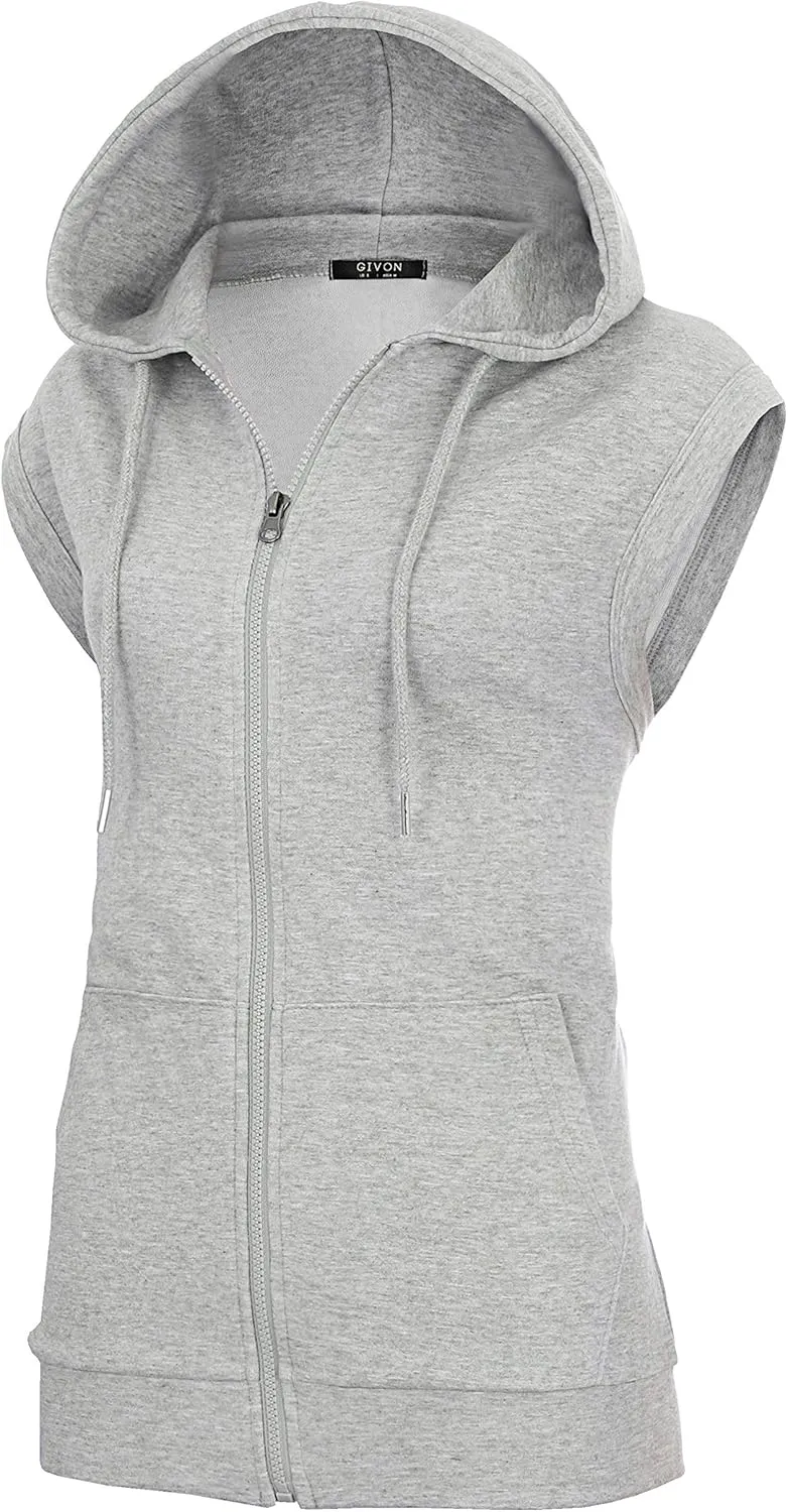 GIVON Women's Lightweight Hooded Vest Sleeveless 1/4 Zip Pullover Casual Hoodie Sweatshirt with Pockets