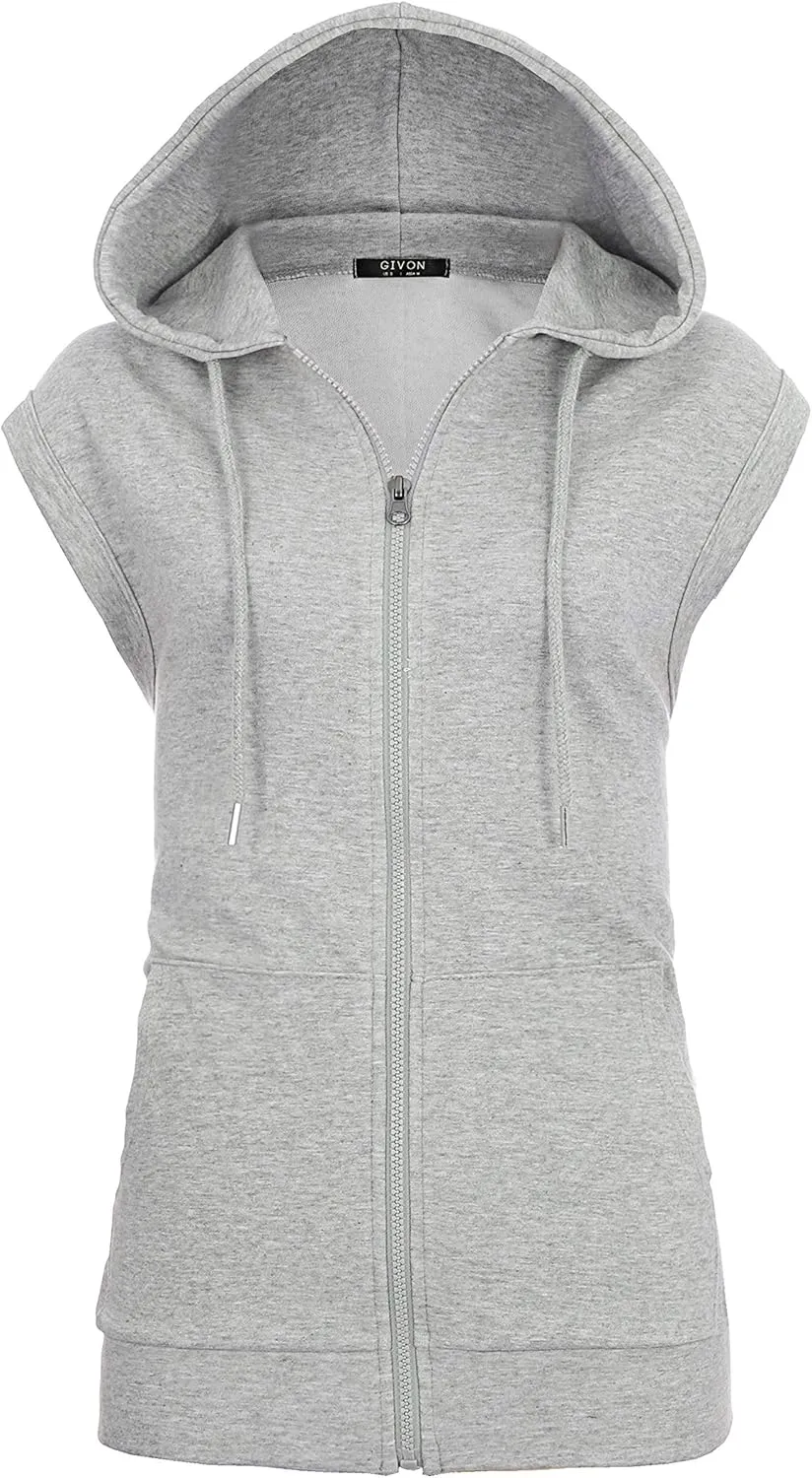 GIVON Women's Lightweight Hooded Vest Sleeveless 1/4 Zip Pullover Casual Hoodie Sweatshirt with Pockets