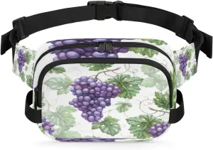 Grape Purple Green Fanny Packs for Women Men Fashion Waist Packs Belt Bag Water-resistant Crossbody Bag Waist Pouch Waist Pack Hip Bum Bag for Hiking Casual Travel Cycling