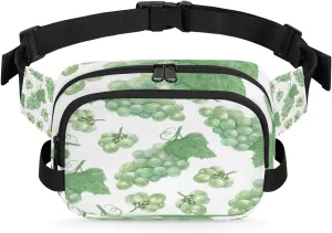 Grapes Pastel Green Fanny Pack Crossbody Bags for Women Men Waist Packs Hip Bum Bag Cross Body Fanny Pack with Adjustable Strap for Running Hiking Travel