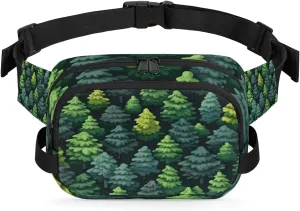 Green Forest Tree Fanny Packs for Women Men Fashion Waist Packs Belt Bag Water-resistant Crossbody Bag Green Tree Waist Pouch Waist Pack Hip Bum Bag for Hiking Casual Travel Cycling