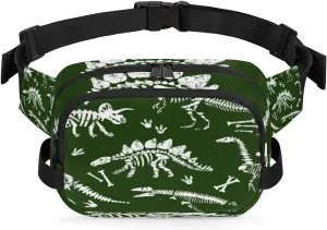 Grunge Dino Skeleton Fanny Pack Crossbody Bags for Women Men Waist Packs Hip Bum Bag Cross Body Fanny Pack with Adjustable Strap for Running Hiking Travel