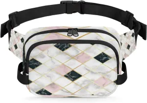 Grunge Marble Geometric Fanny Packs for Women Men Fashion Waist Packs Belt Bag Water-resistant Crossbody Bag Waist Pouch Waist Pack Hip Bum Bag for Hiking Casual Travel Cycling
