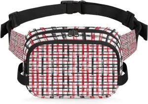 Grunge Stroke Fanny Pack Crossbody Bags for Women Men Waist Packs Red Blue Hip Bum Bag Cross Body Fanny Pack with Adjustable Strap for Running Hiking Travel
