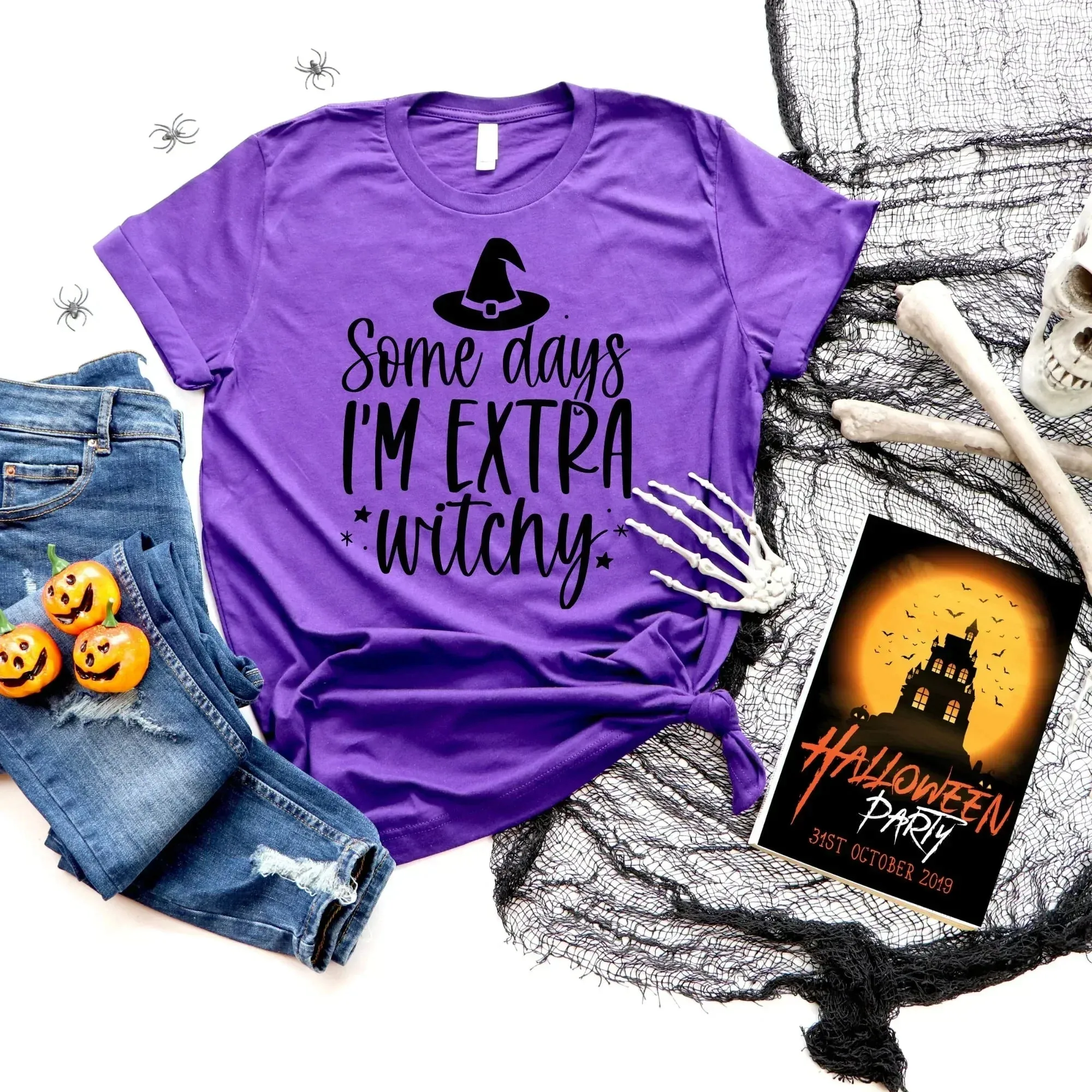 Halloween Sweatshirt, Extra Witchy woman, Witch Shirt, Halloween Crewneck, Funny Halloween Party, Cute Halloween Hoodie, Halloween Cat Shirt