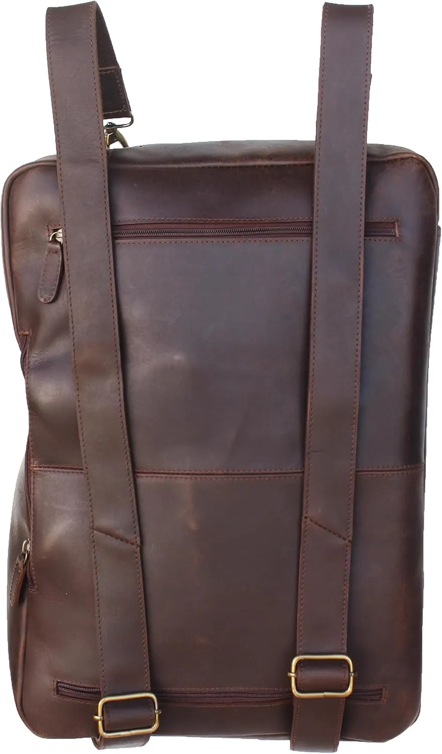 Handcrafted Full-Grain Crushed Brown Leather Travel Utility Bag for Men Women 18SKB43