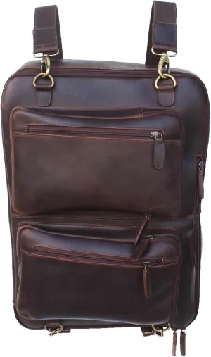 Handcrafted Full-Grain Crushed Brown Leather Travel Utility Bag for Men Women 18SKB43