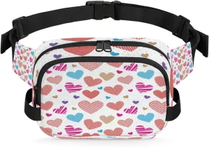 Heart Dotted Abstract Fanny Pack Crossbody Bags for Women Men Waist Packs Hip Bum Bag Cross Body Fanny Pack with Adjustable Strap for Running Hiking Travel