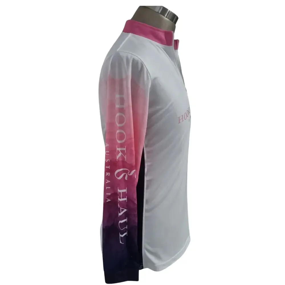 Hook And Haul | Premium Ladies Range Pink Salt Lake | Zip Front Polo